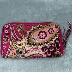 Vera Bradley Pink and Green Patterned Clutch